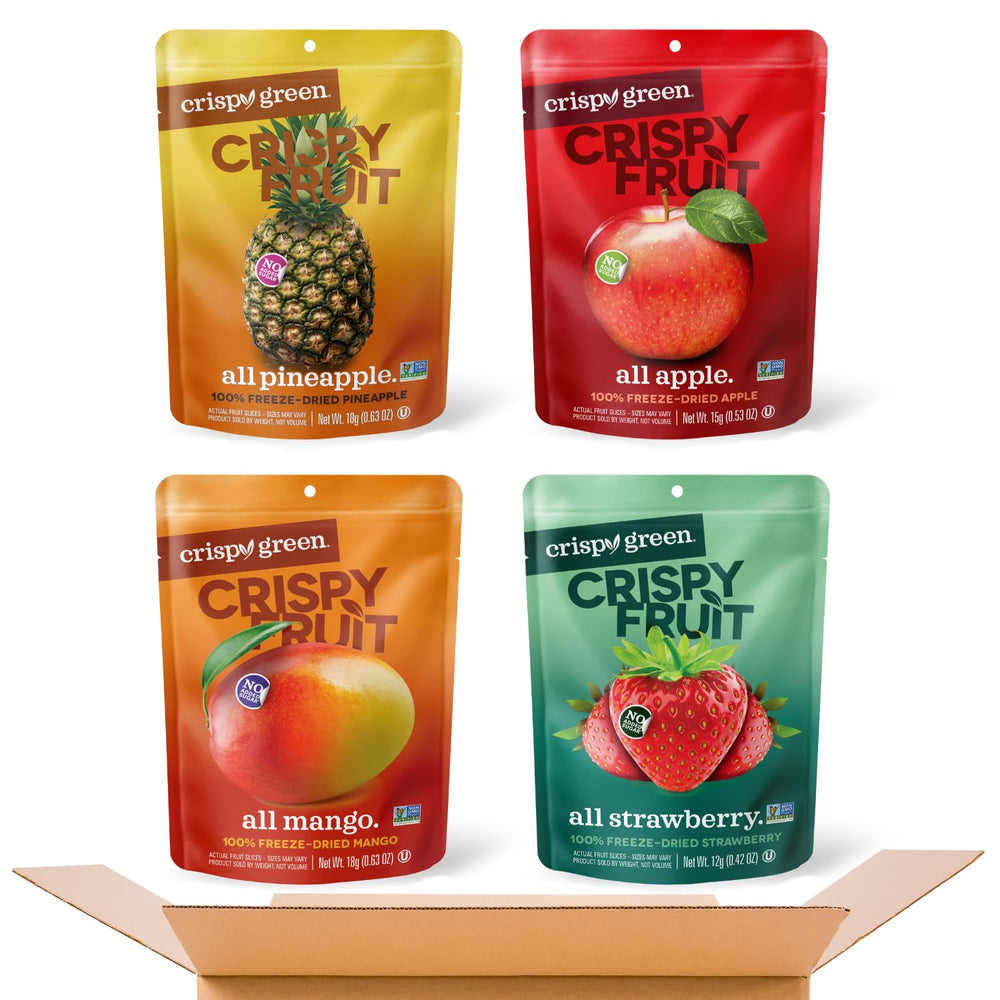 Crispy Green apple bag, crisp freeze-dried fruit snack for lunchboxes.