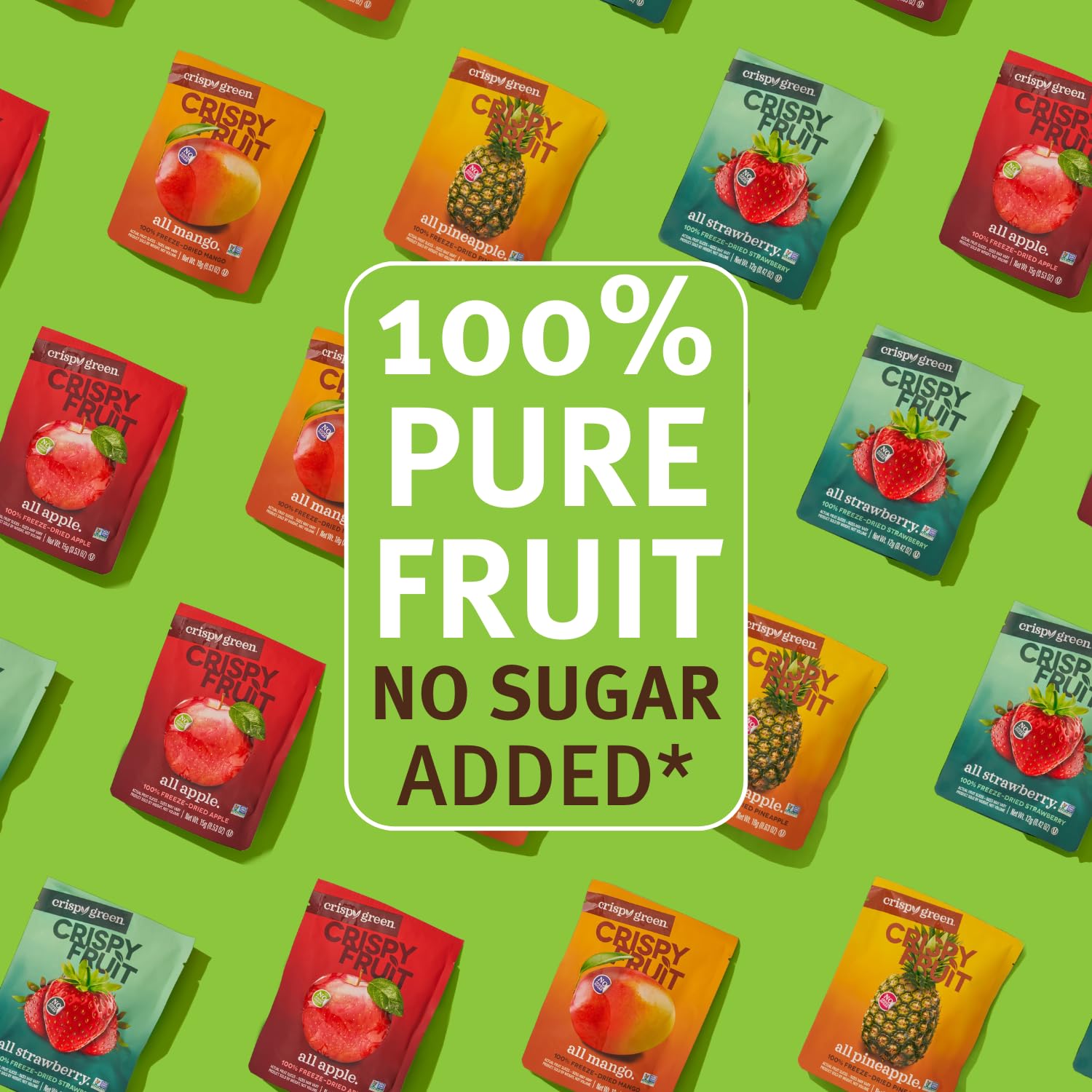 Crispy Green strawberry bag, single-ingredient fruit snack.