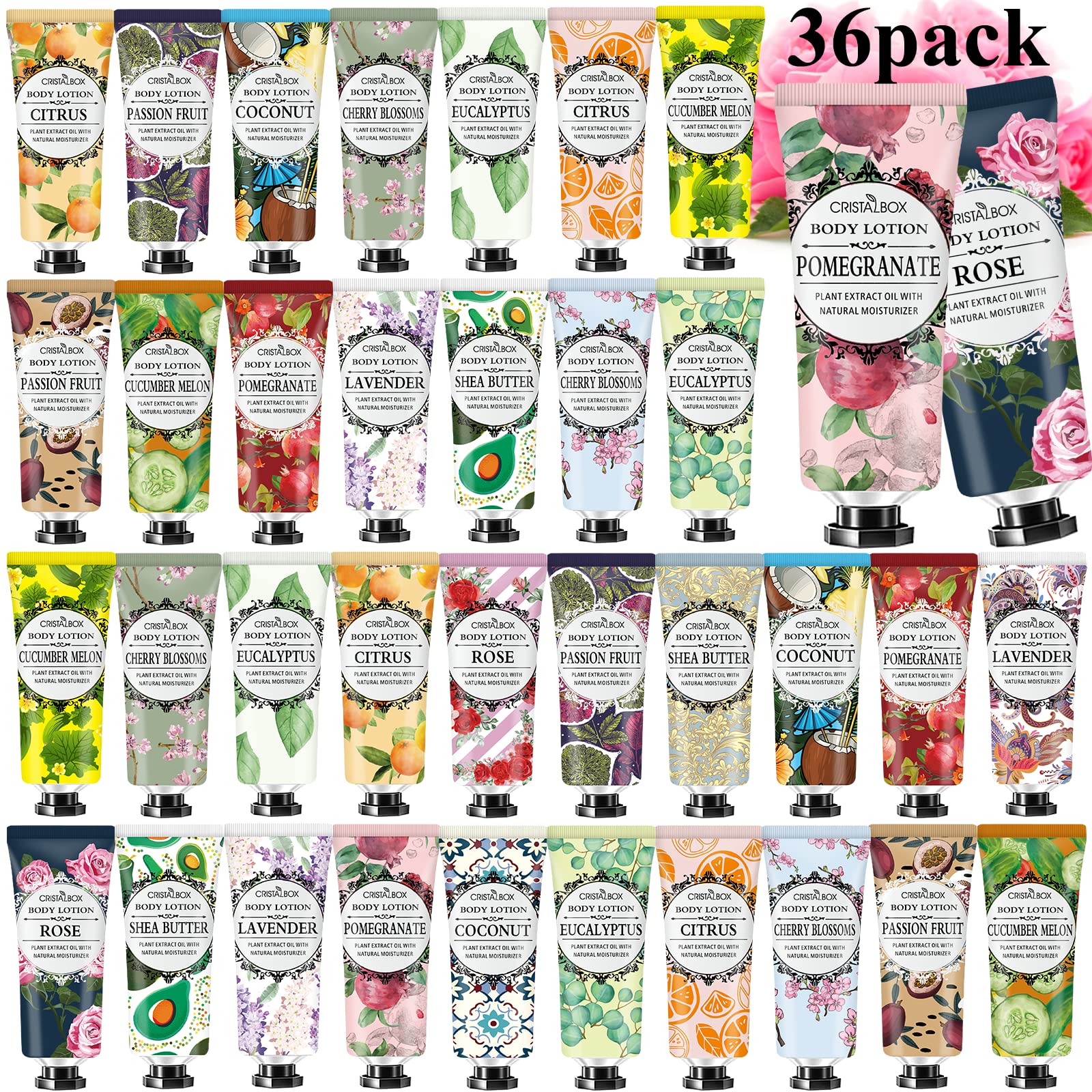 CRISTALBOX 36-pack lotion with rose and lavender for daily hydration