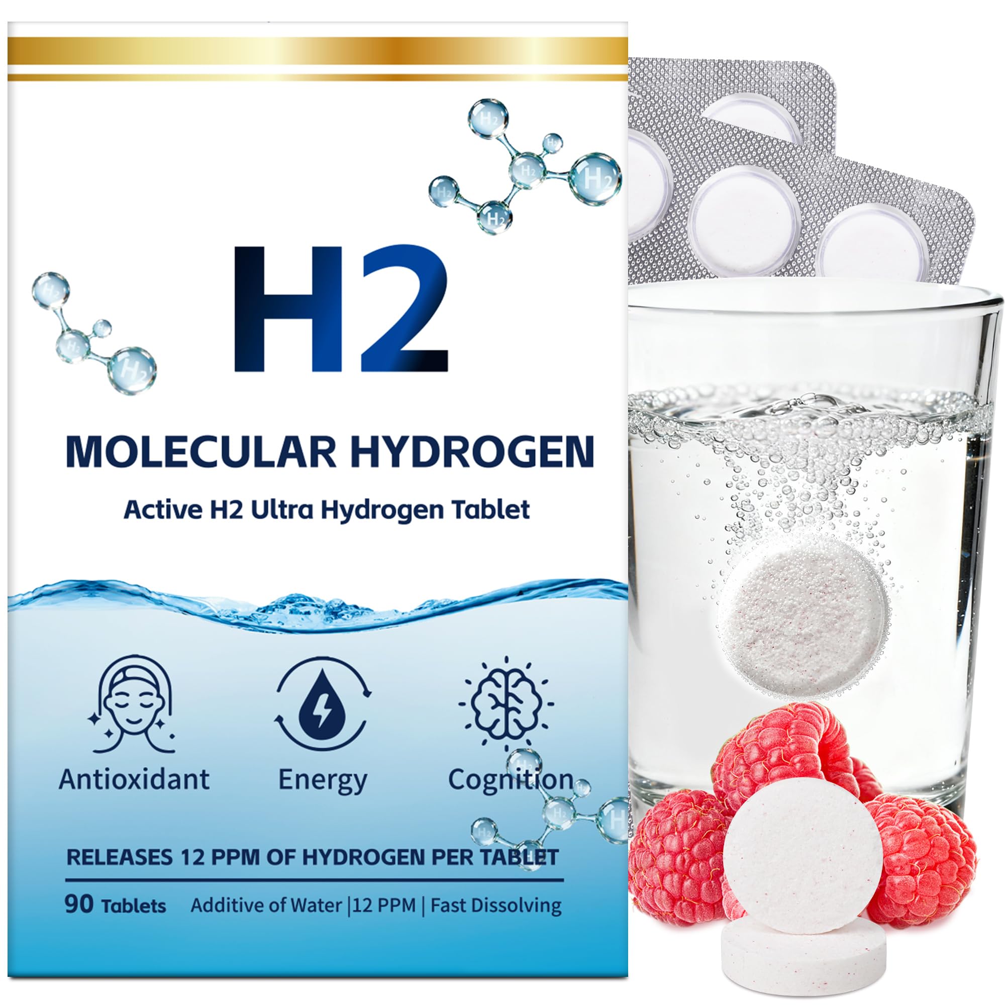 Crobirware Molecular Hydrogen Tablets bottle showing 12 ppm potency for daily energy.