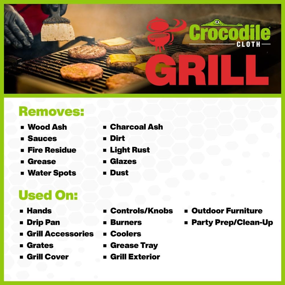 Large 15x10 inch Crocodile Cloth Grill Wipes ready for scrubbing.