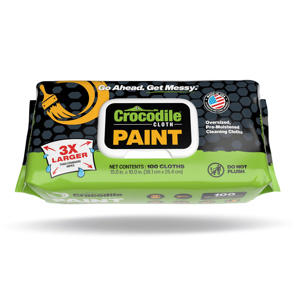 Crocodile Cloth paint cleaning wipes ready for paint prep on wood, metal, and plastic.