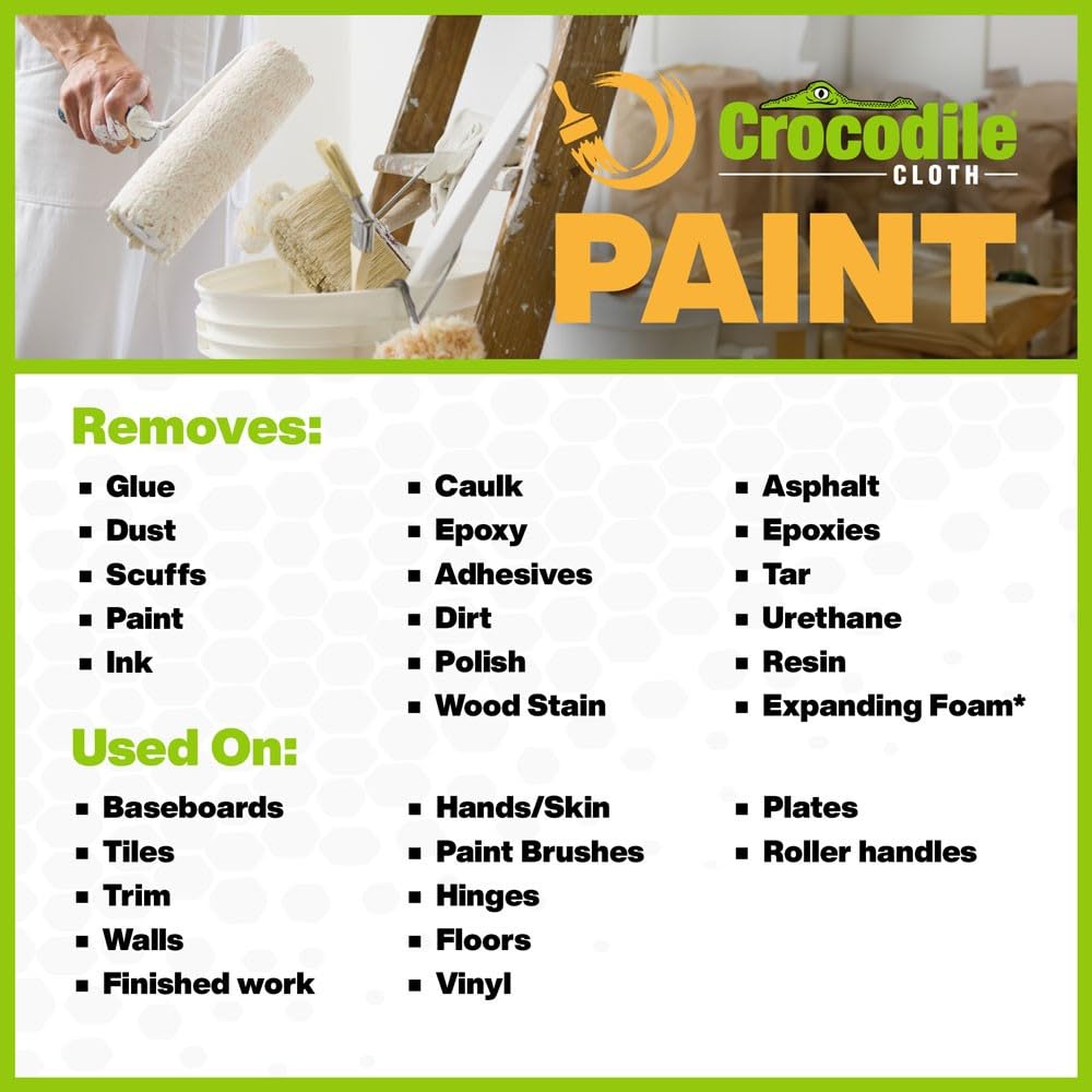 Crocodile Cloth contractor-grade wipes break down ink and glue cleanly.