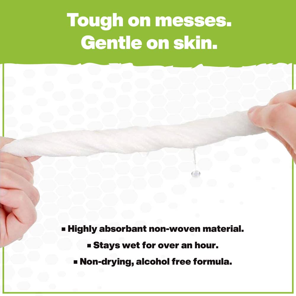 Crocodile Cloth wipes on hands showing skin friendly aloe and vitamin E