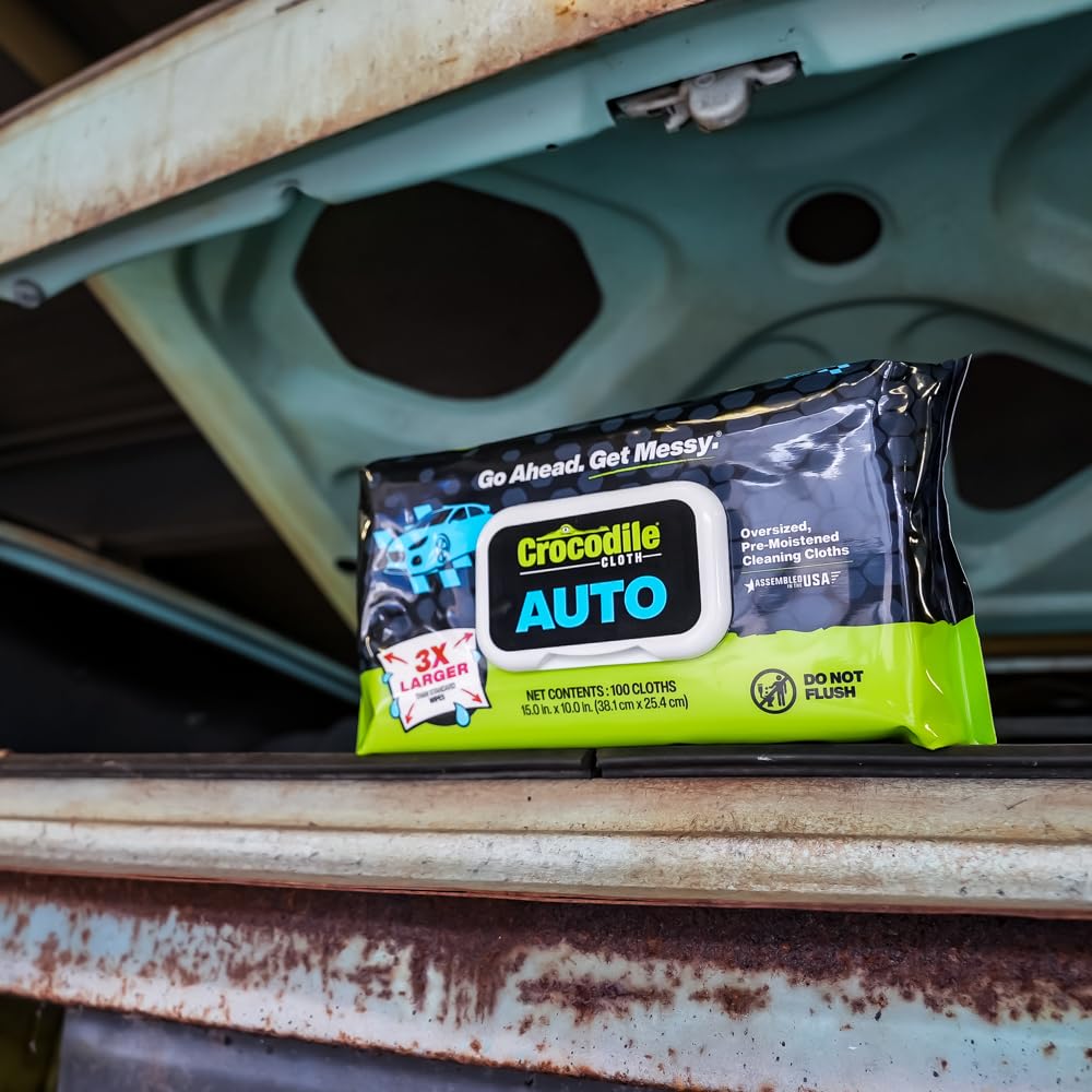 Crocodile Cloth wipes used on tools and dashboards for multi surface cleaning