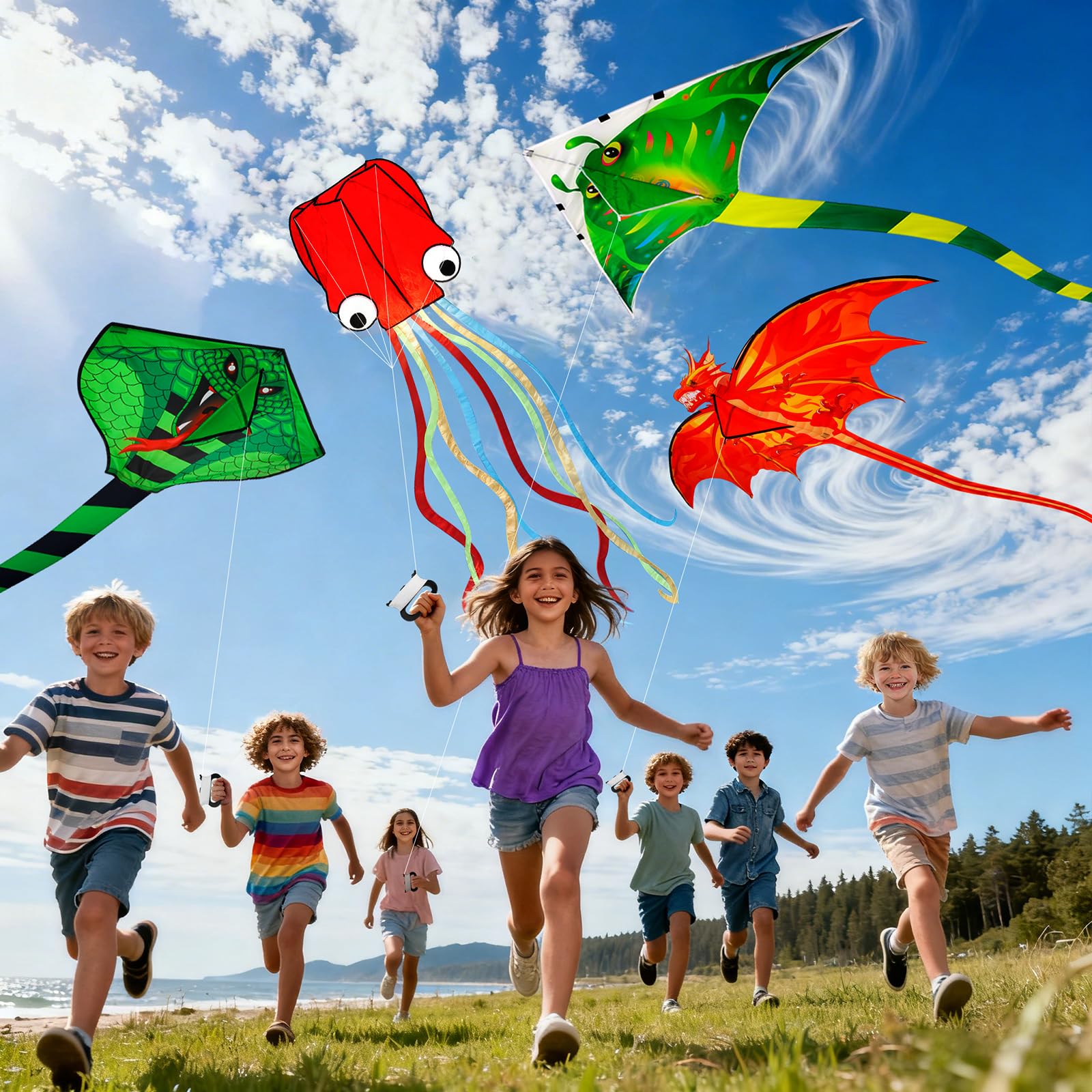 CroGift Bright Colors Kite enhances visibility on the beach.