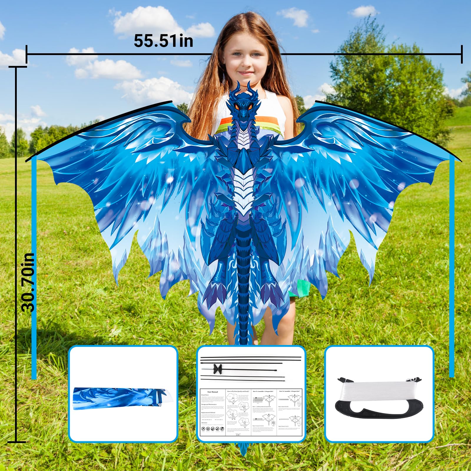 Crogift Dragon Kite easy 2-minute assembly for quick setup