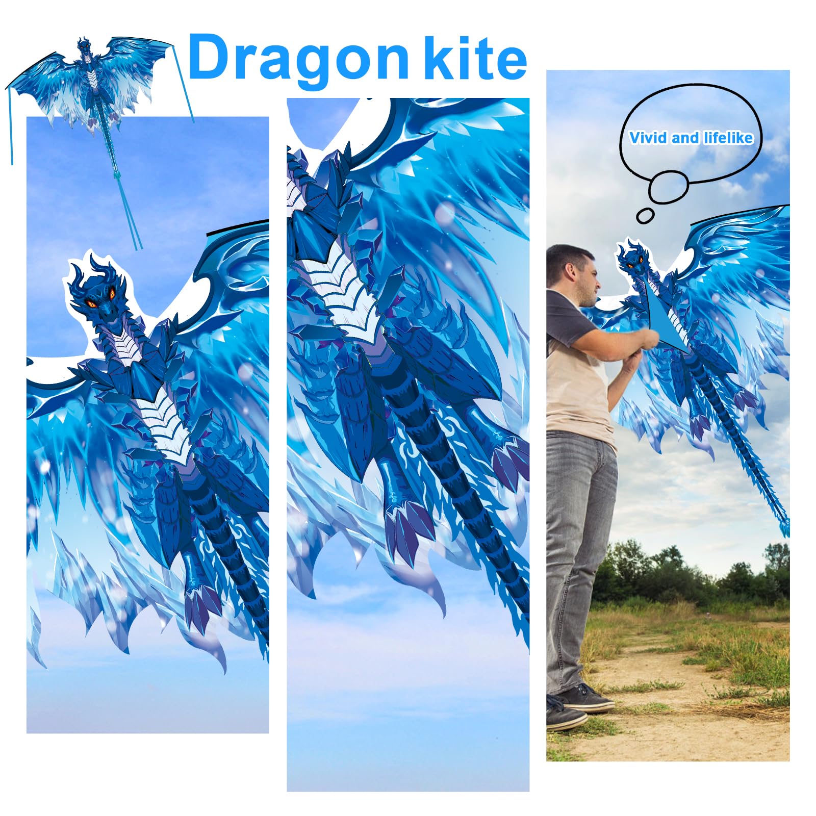 Crogift Dragon Kite reinforced fiberglass poles boost durability
