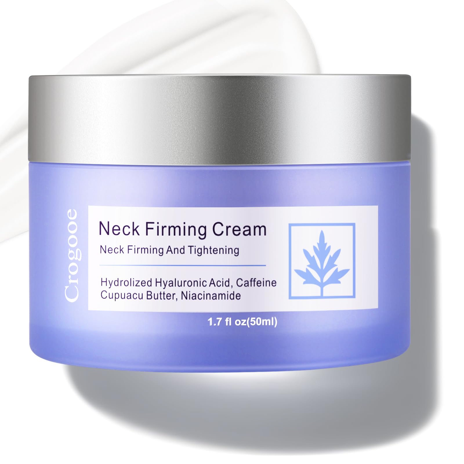 Crogooe Neck Firming Cream tube closeup shows smooth, fast-absorbing neck care.