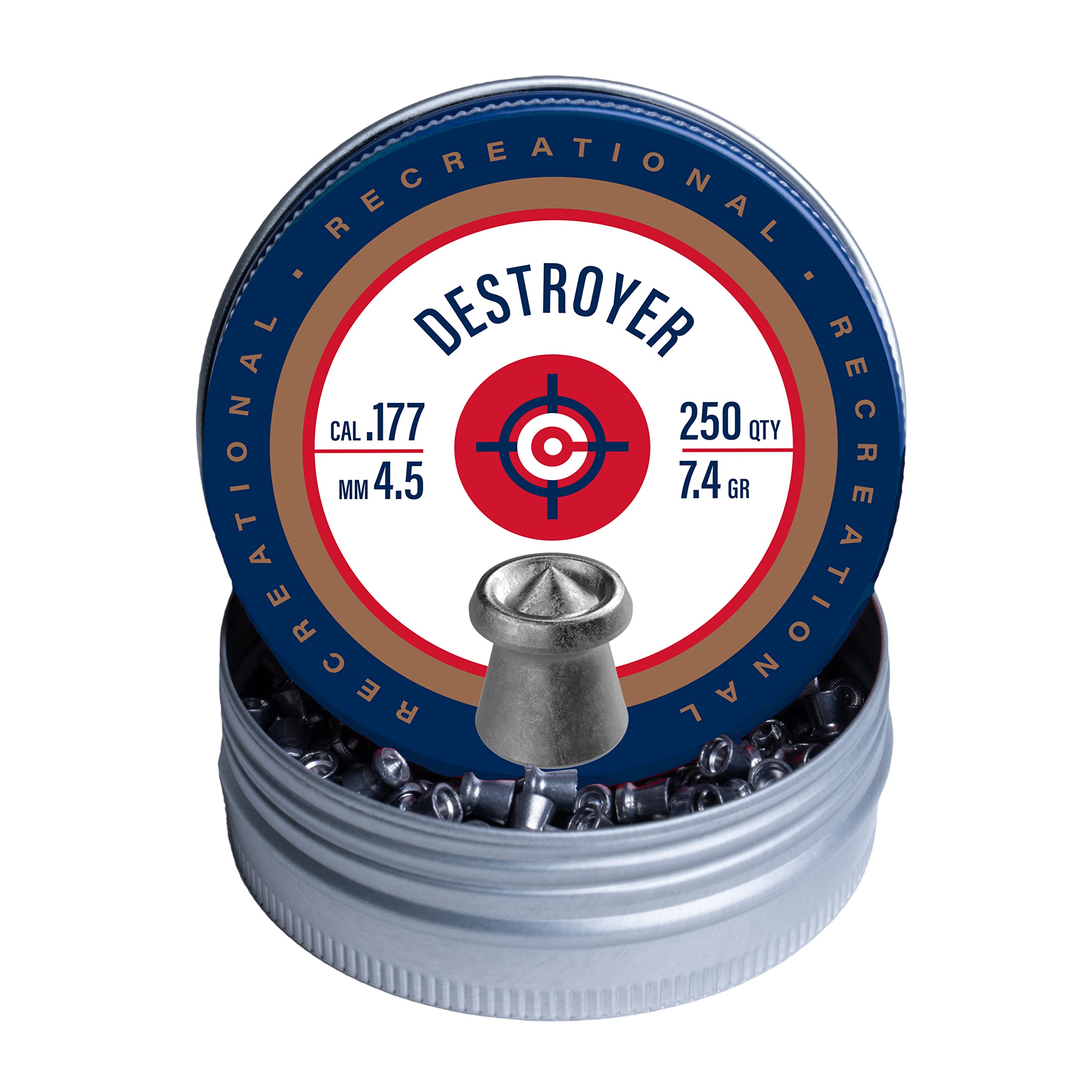 Crosman DS177 Destroyer pellet showing hollow-point blend for expansion.