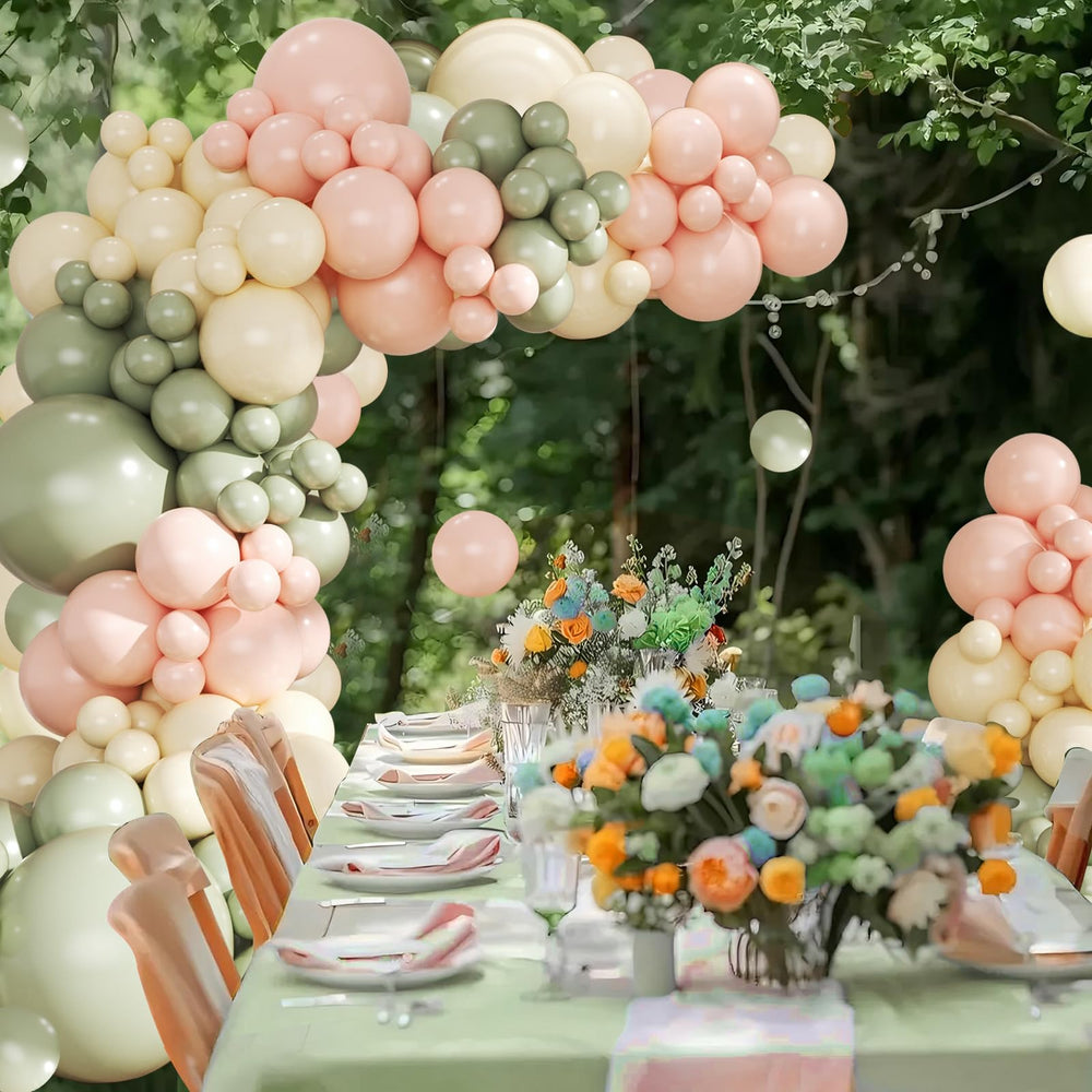 Crossfingers arch being assembled for a festive baby shower setup