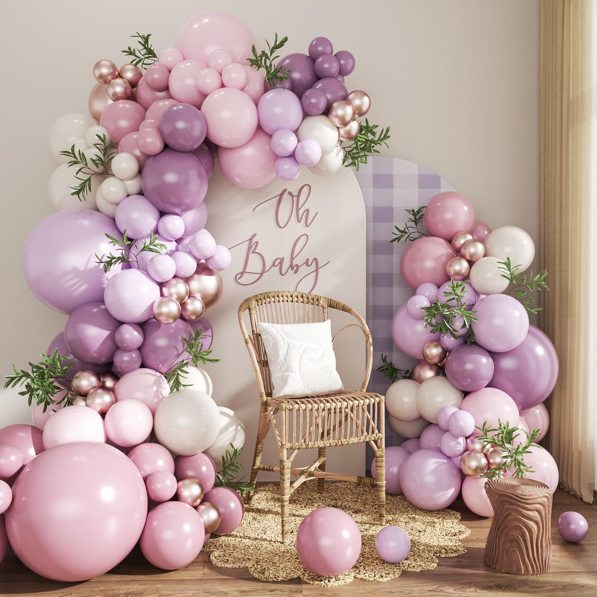CROSSFINGERS Dusty Purple Arch Kit balloon assembly for a dramatic event backdrop.