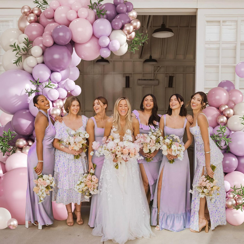 CROSSFINGERS Dusty Purple Arch Kit with balloon chain offers flexible arch shaping.