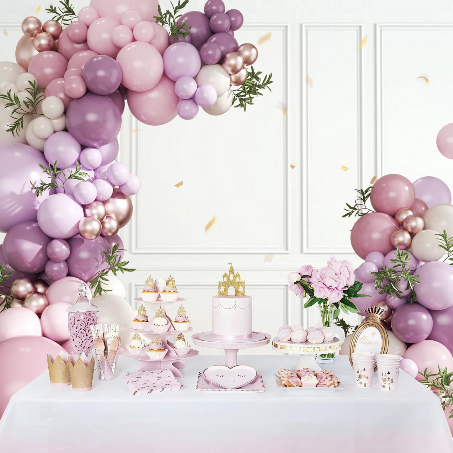 CROSSFINGERS Dusty Purple Arch Kit glue dots simplify fast, tidy balloon garland creation.