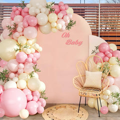 Crossfingers pastel pink 18-inch balloons for eye-catching arches.