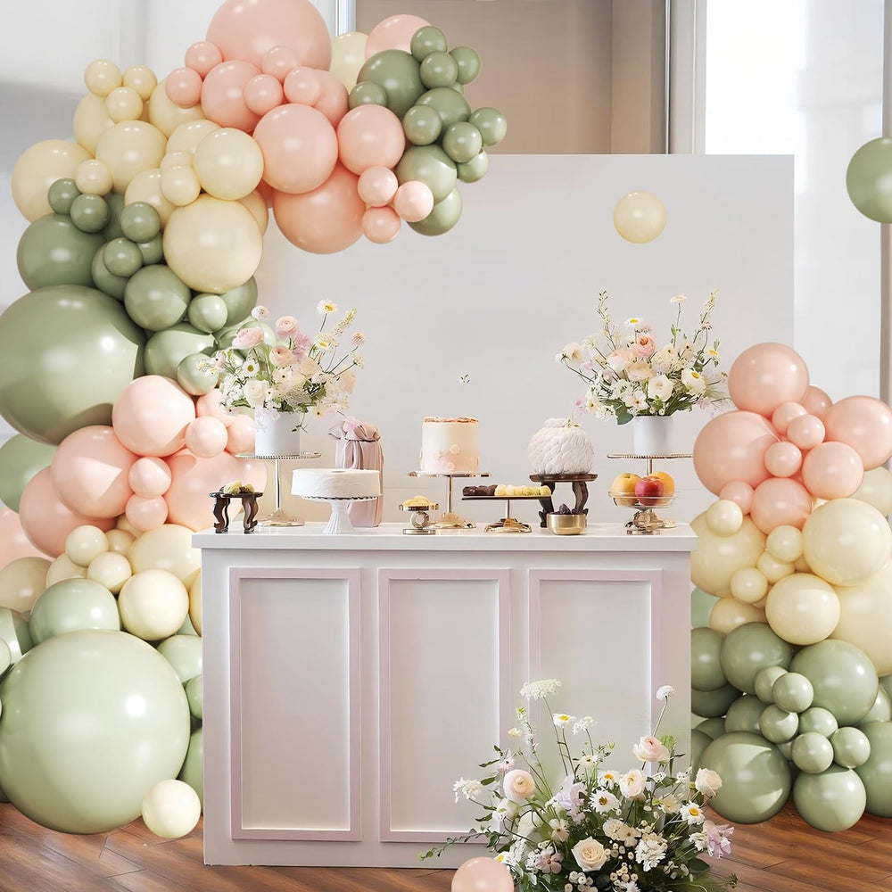 Crossfingers sage green balloons close-up showing durable latex
