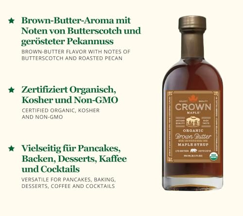 Crown Maple Brown Butter Flavor Syrup yogurt or oatmeal enhancer