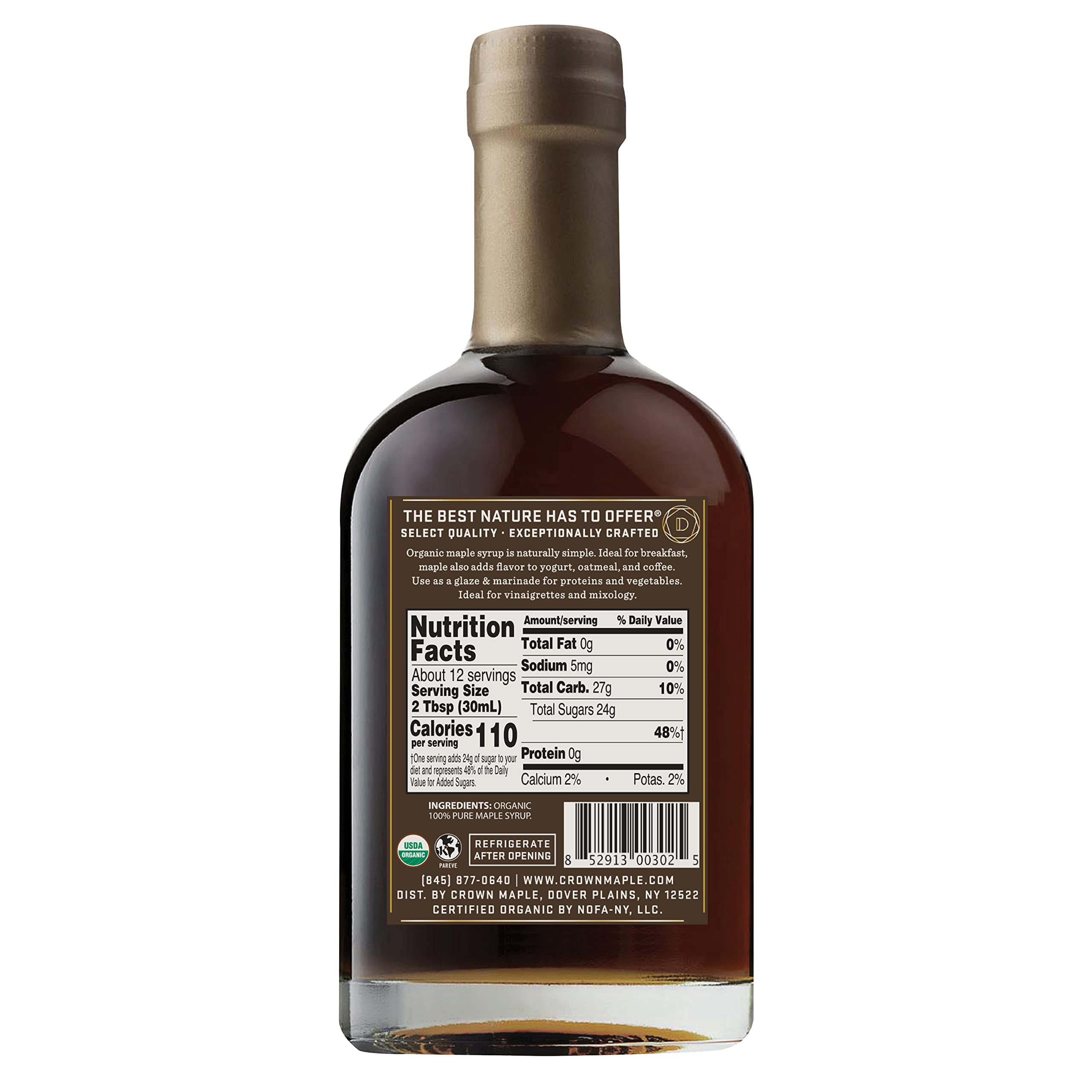 Crown Maple Robust Taste syrup jar closeup highlights bold flavor for cocktails.