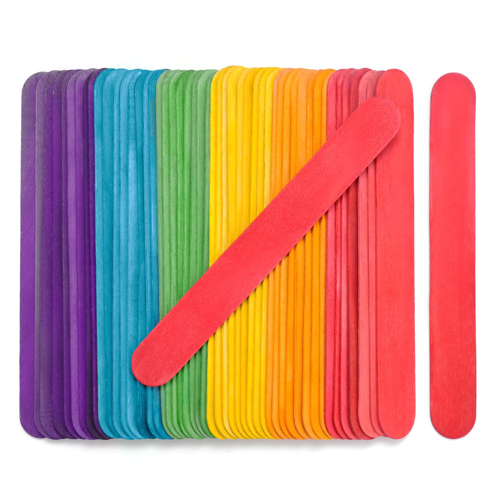 CRTWDMAN 60-piece jumbo popsicle sticks in natural colors for versatile DIY crafts.
