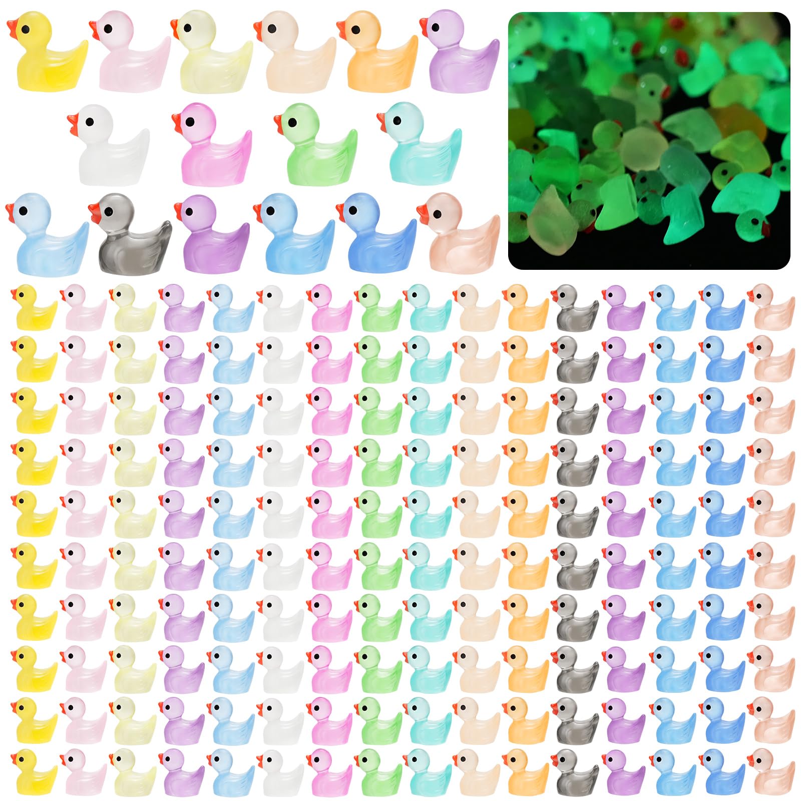 CRTWDMAN luminous mini ducks glow in the dark for party decor and crafts.