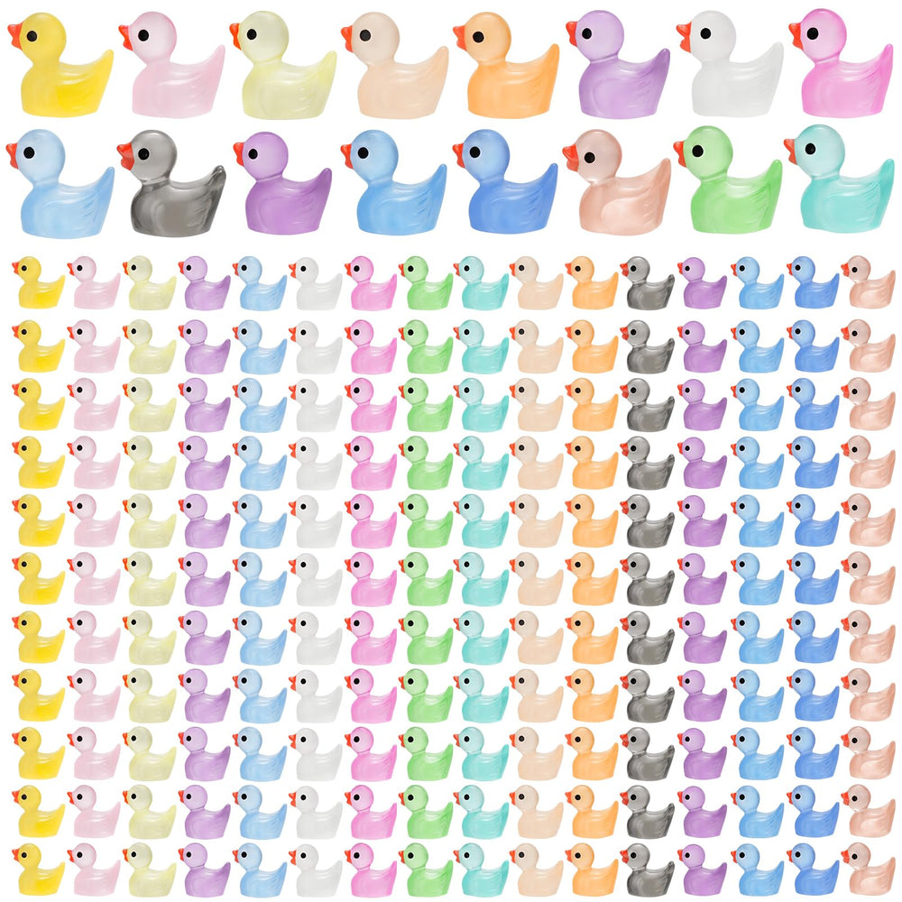 CRTWDMAN luminous ducks add whimsy to miniature scenes with glow-in-the-dark colors.