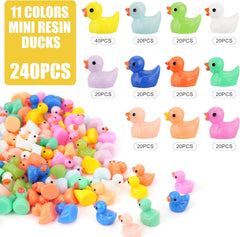 Close-up of CRTWDMAN resin ducks with bright colors for DIY crafts