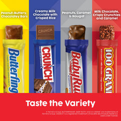 CRUNCH bar close-up emphasizing crisp milk chocolate texture.