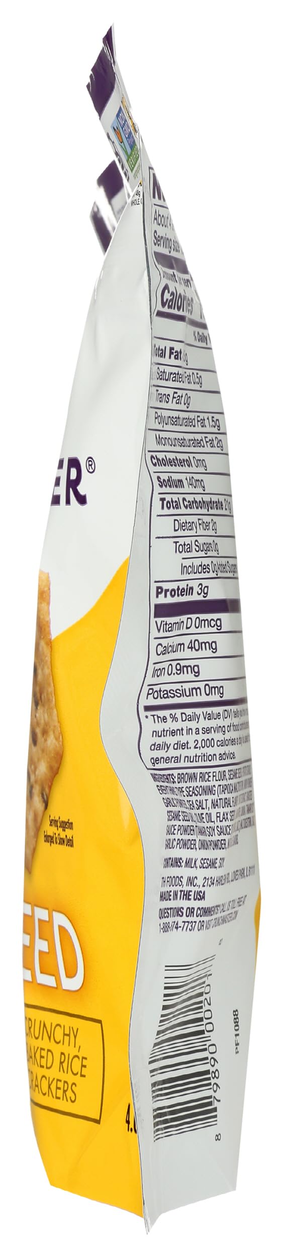 California rice and sesame seeds keep these crackers gluten free and tasty.