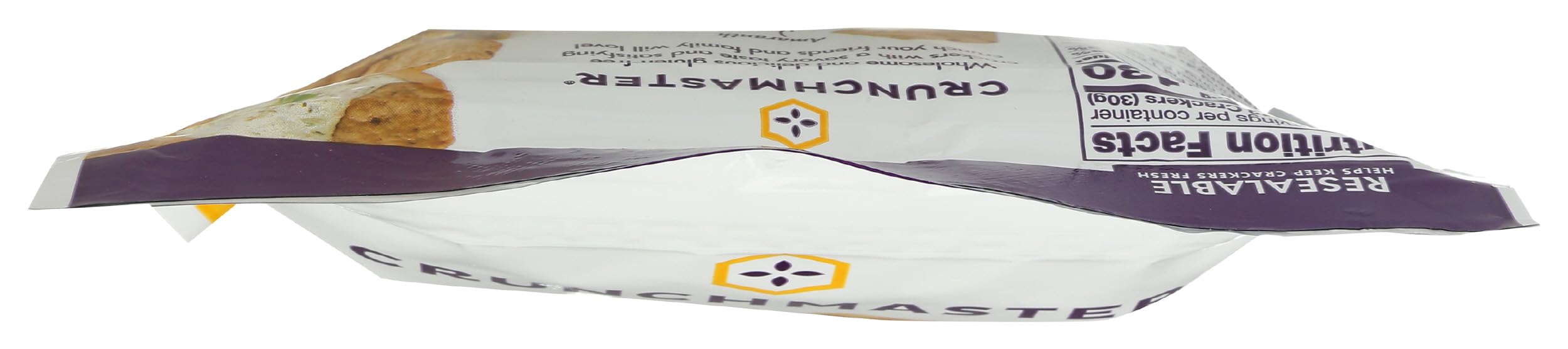Crunchmaster Multi-Seed Crackers, 18 g whole grain per serving, supports mindful snacking.