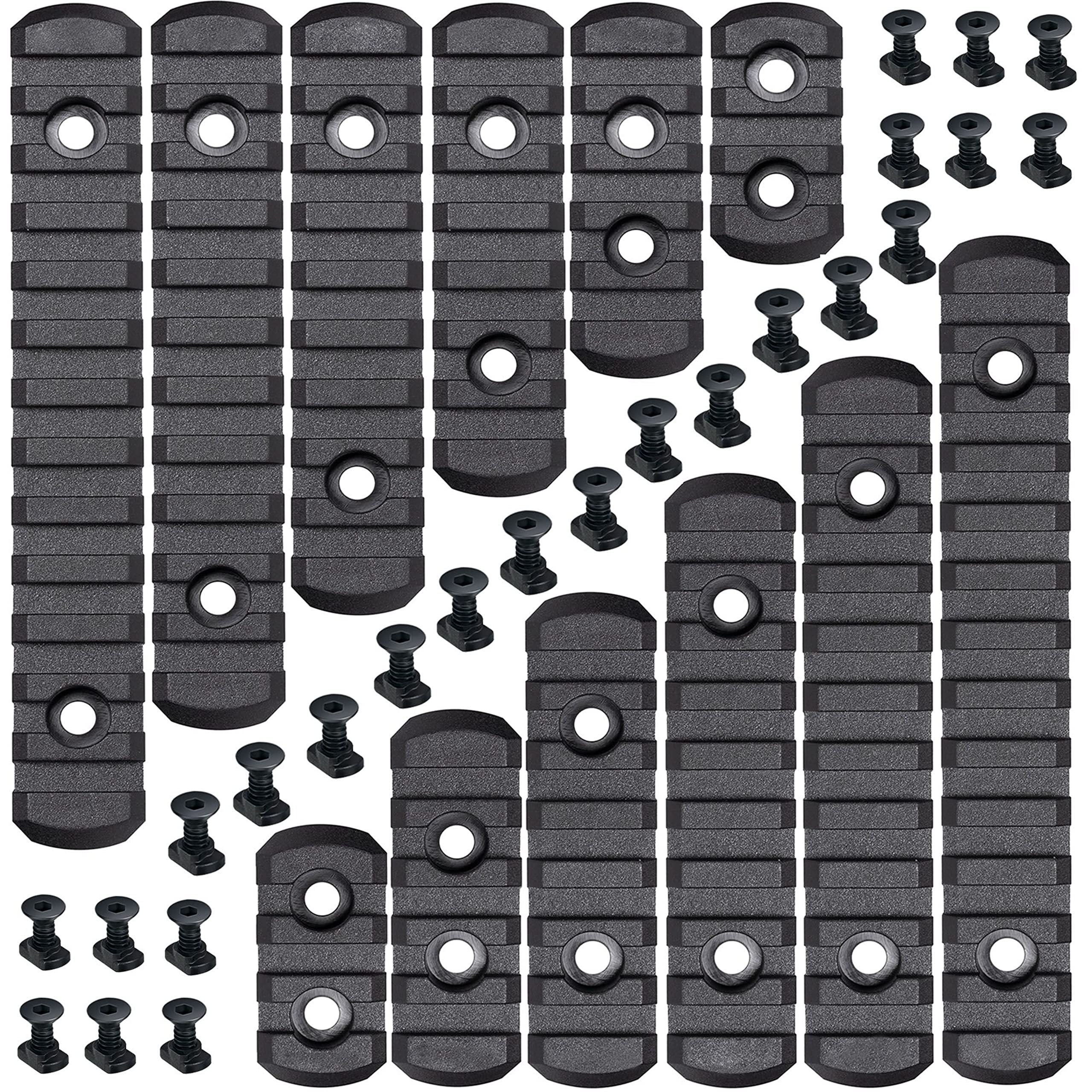 CRUSHUNT single Picatinny rail in black with beveled ends for snag-free mounting.