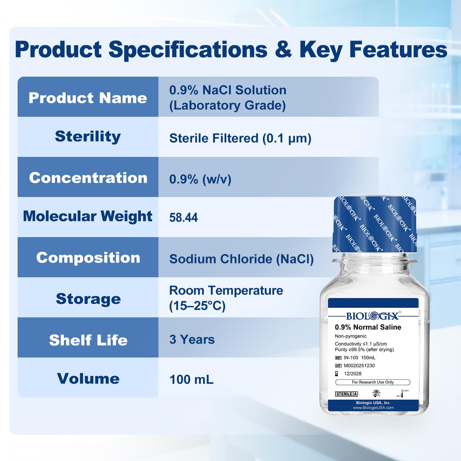 CryoKing saline maintains pH 7.4 for stable, repeatable lab procedures.