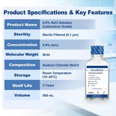 CryoKing saline with pH 7.4 label showing stable buffering for experiments.