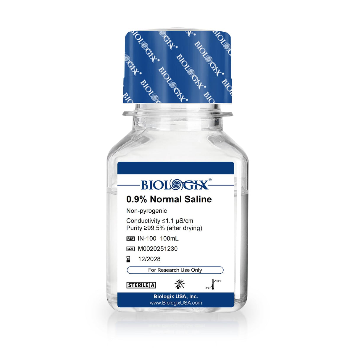 CryoKing 0.9% saline bottle for reliable lab testing and sample preparation.