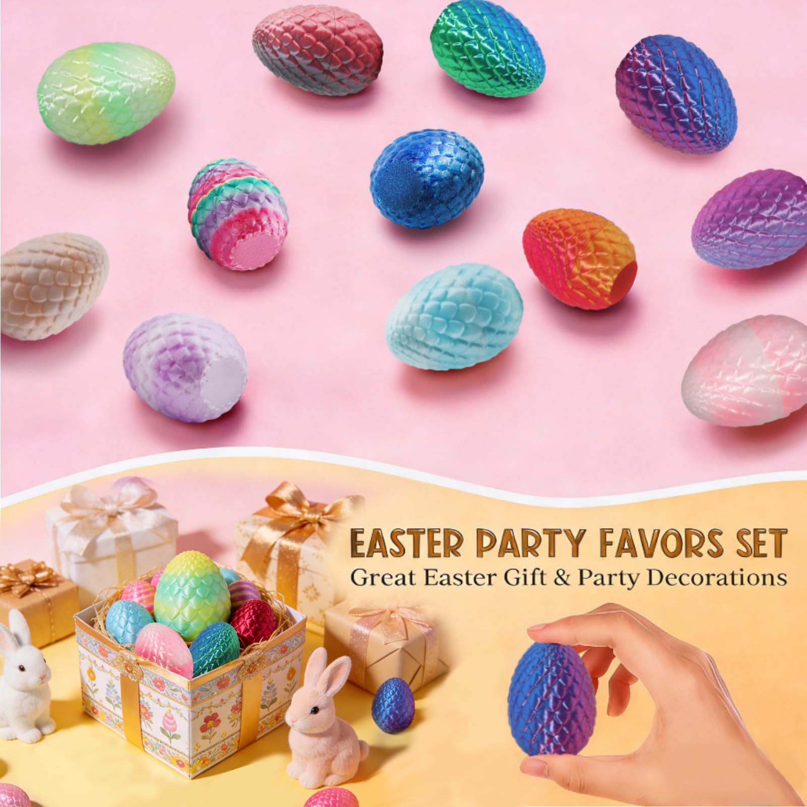 Crystal egg dragon set adds a fantasy Easter decor accent.