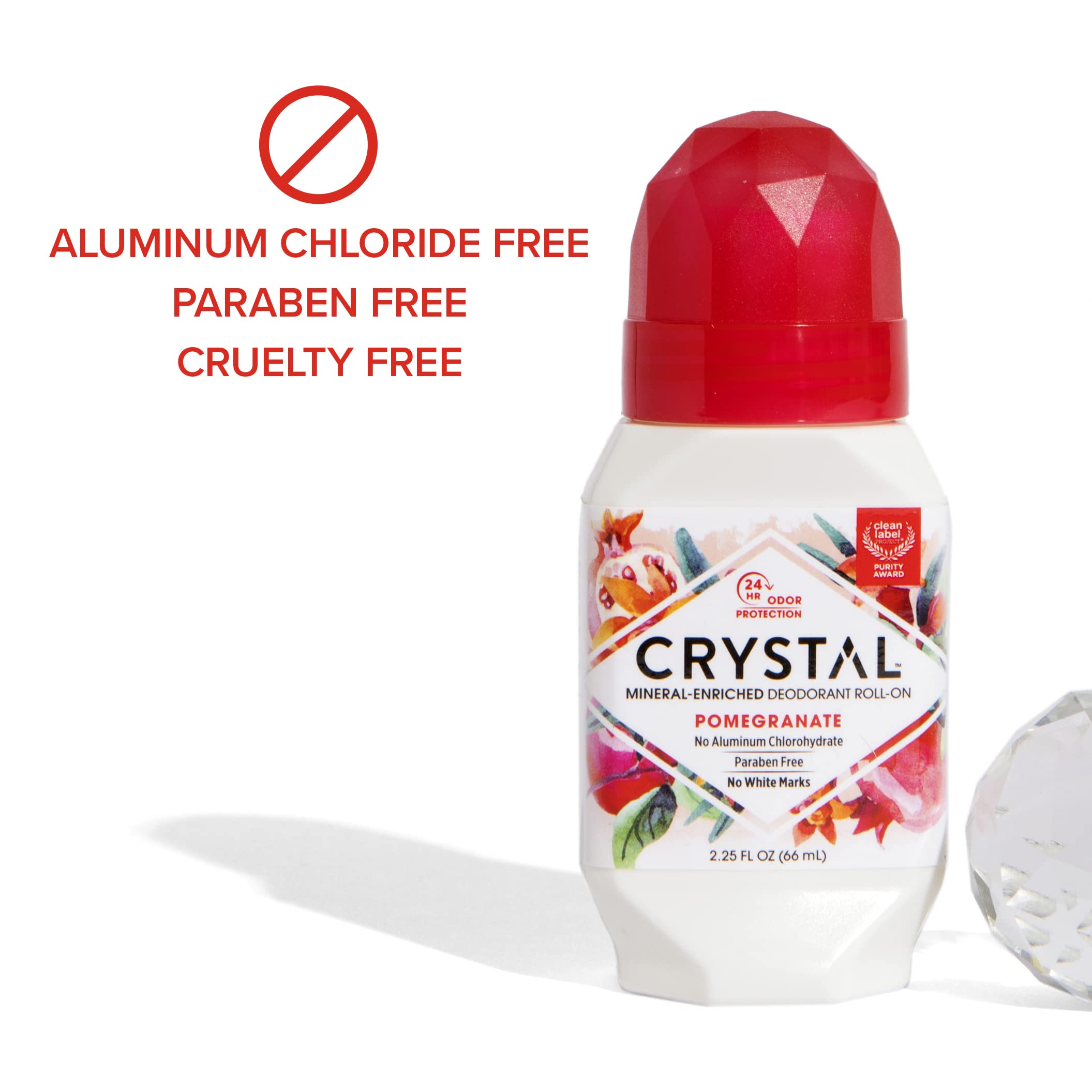 Crystal Essence aluminum-free packaging communicates safety and purity