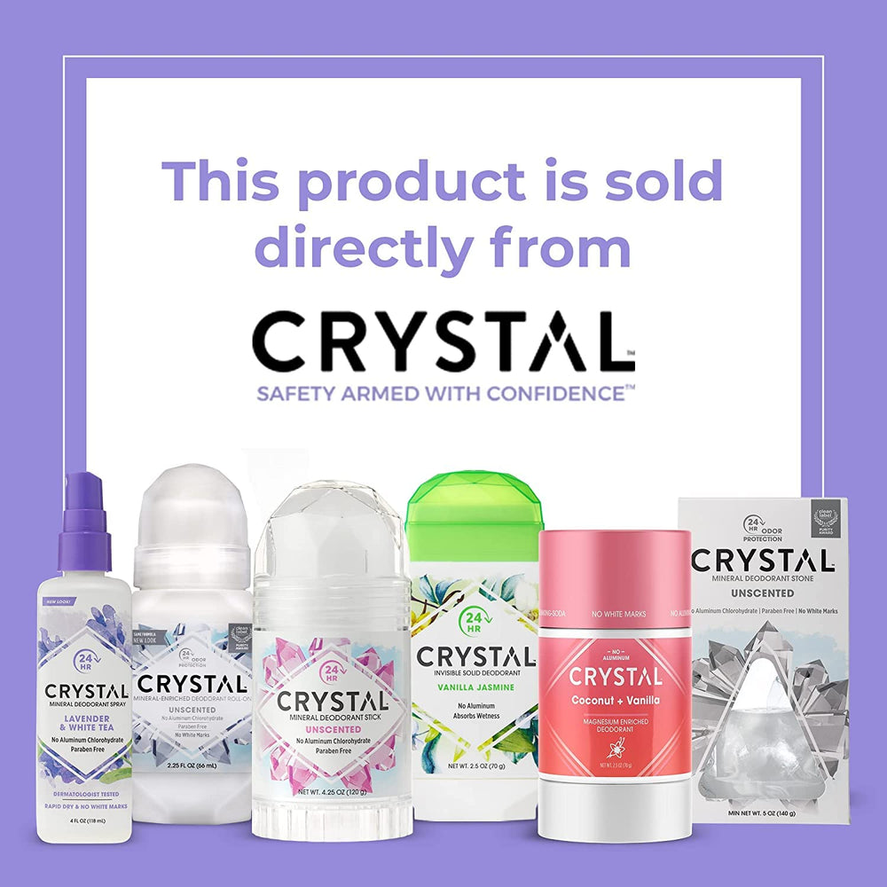 Crystal Essence hypoallergenic application illustrates gentle use on sensitive skin