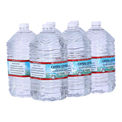 Crystal Geyser natural alpine spring water six-gallon pack on counter for home use