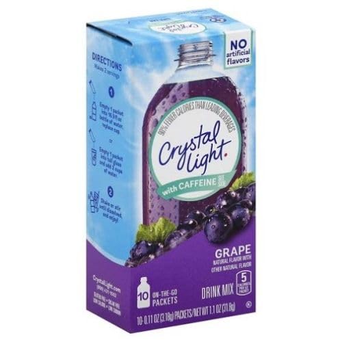Crystal Light grape drink mix packet for refreshing, low-calorie hydration on the go.
