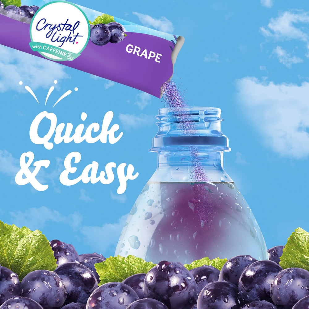 Crystal Light Grape glass of prepared drink showcasing grape flavor.