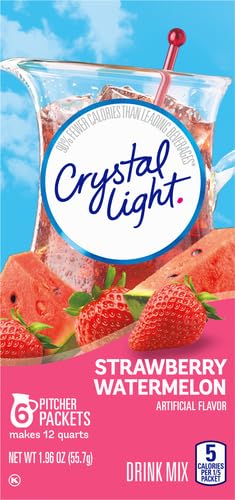 Close-up of Crystal Light label highlighting 5 calories per serving