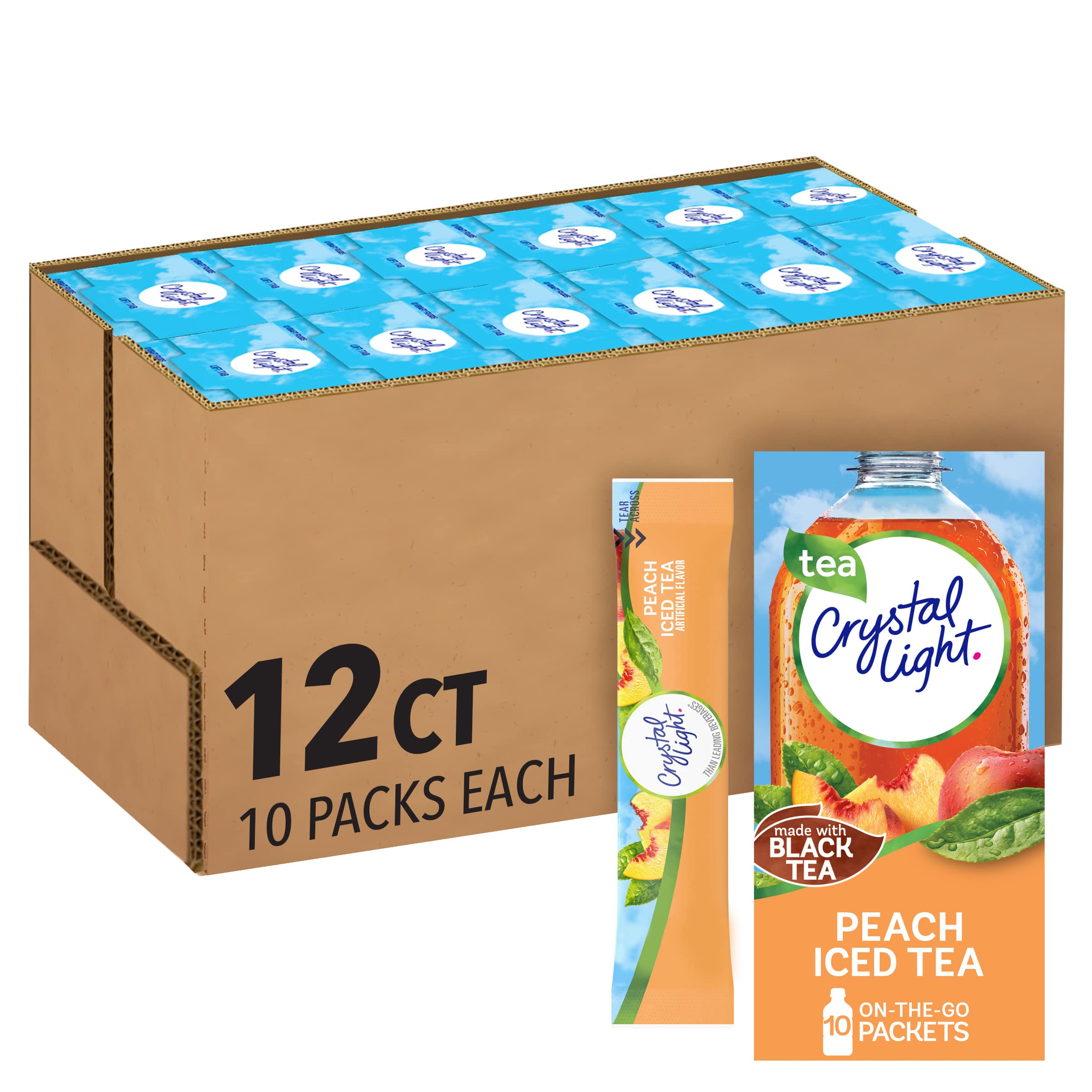 Crystal Light Peach Iced Tea on-the-go packets ready to mix for hydration