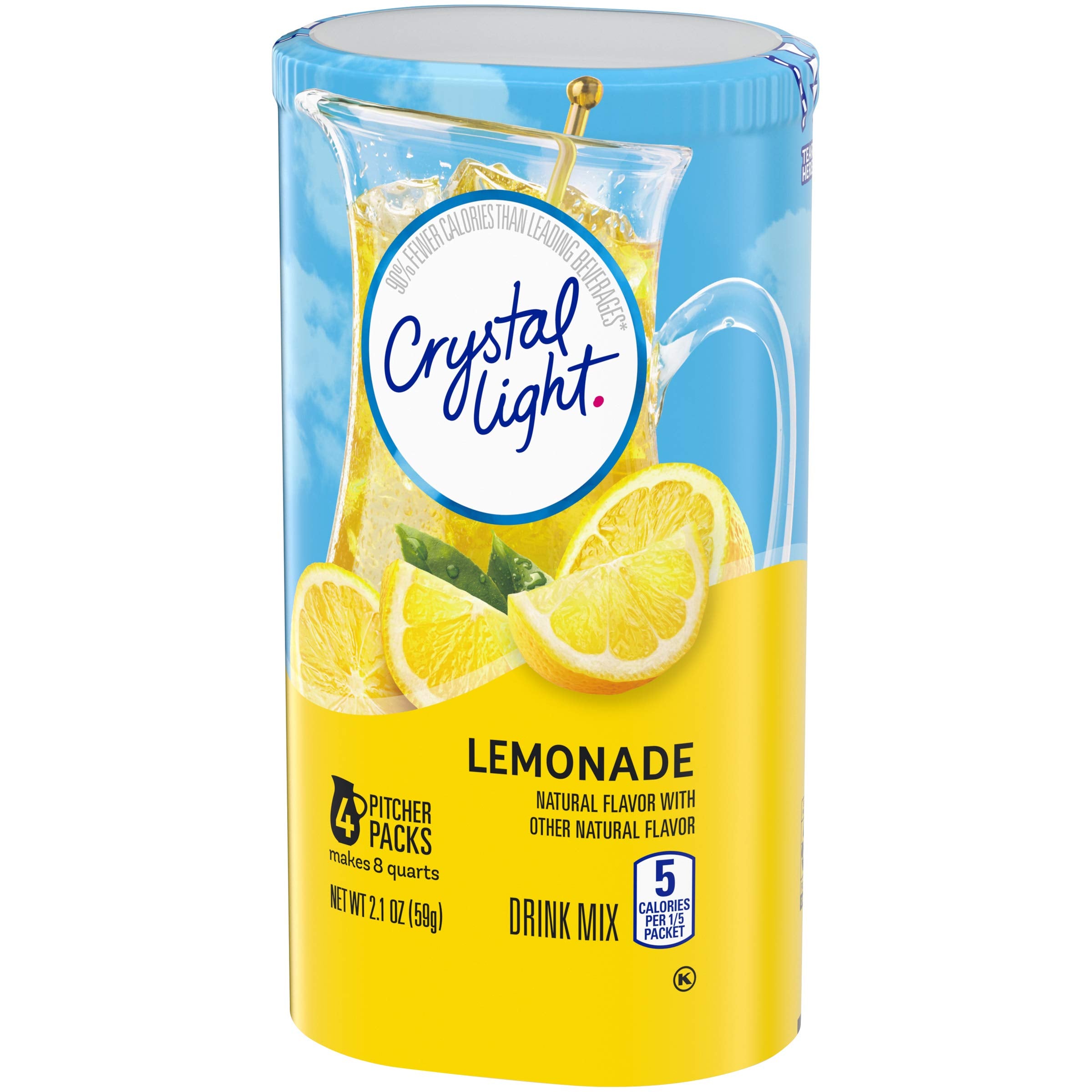 Crystal Light lemonade refreshing serve with ice.