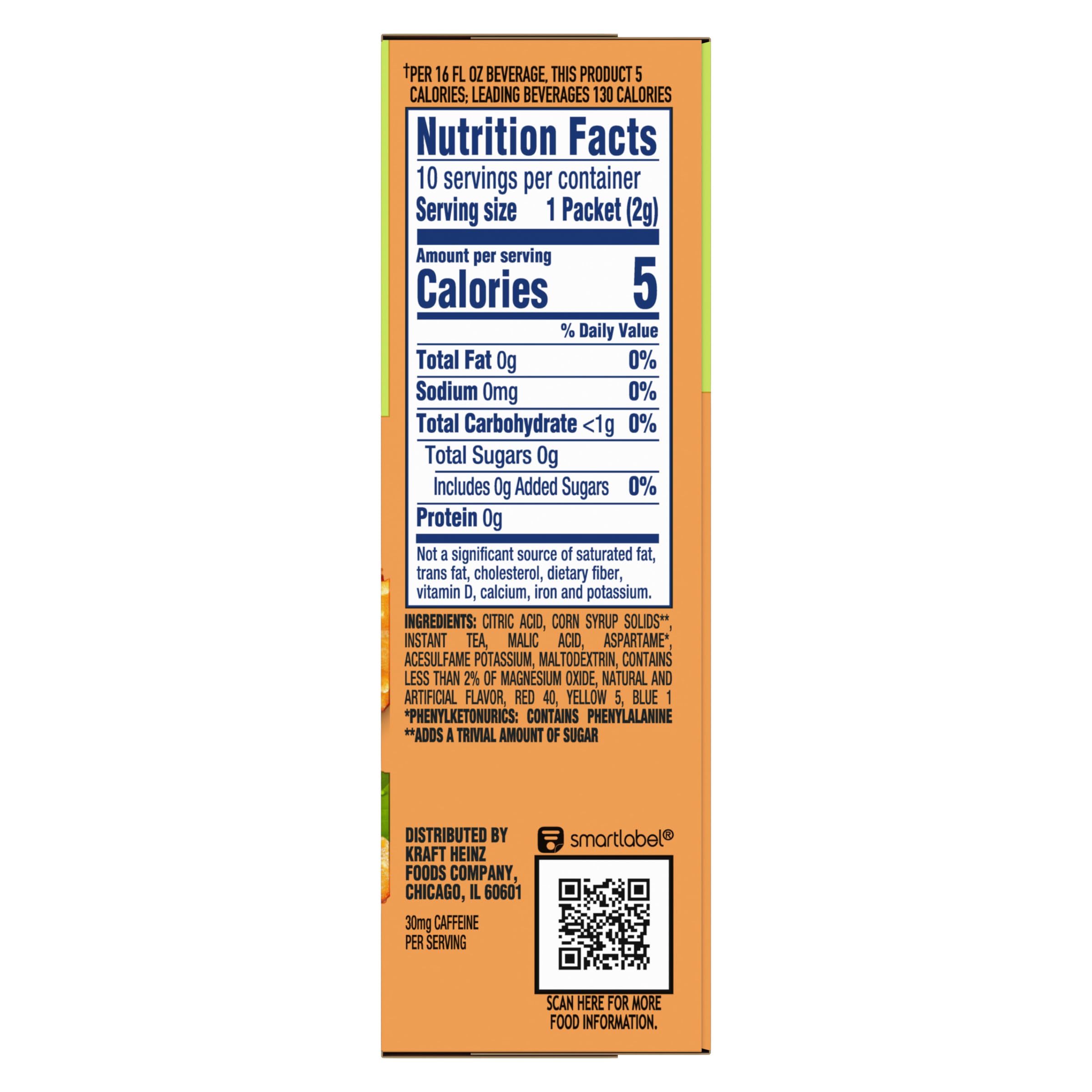 Crystal Light zero sugar peach tea packets highlighted for light hydration