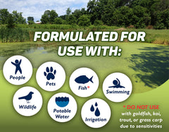 Crystal Plex measuring and pouring setup for safe, precise pond treatment.
