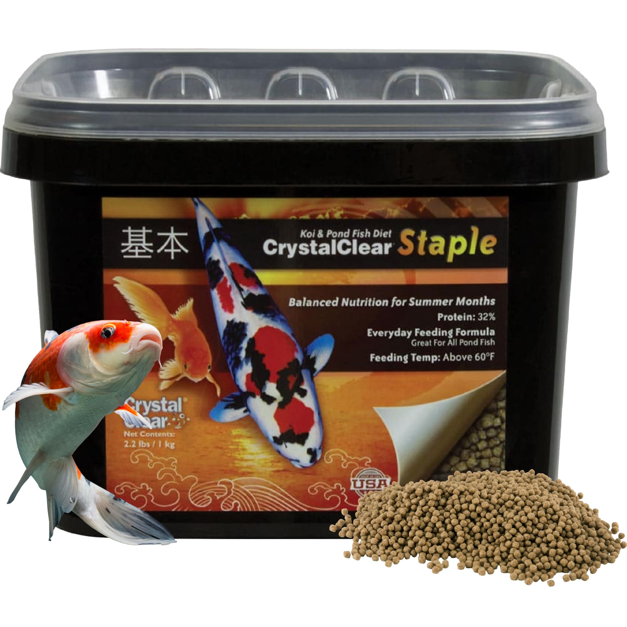CrystalClear Staple croquettes flottantes pour koi et poisson rouge, alimentation équilibrée.