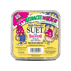 C&S High Energy Suet block in a feeder attracting woodpeckers