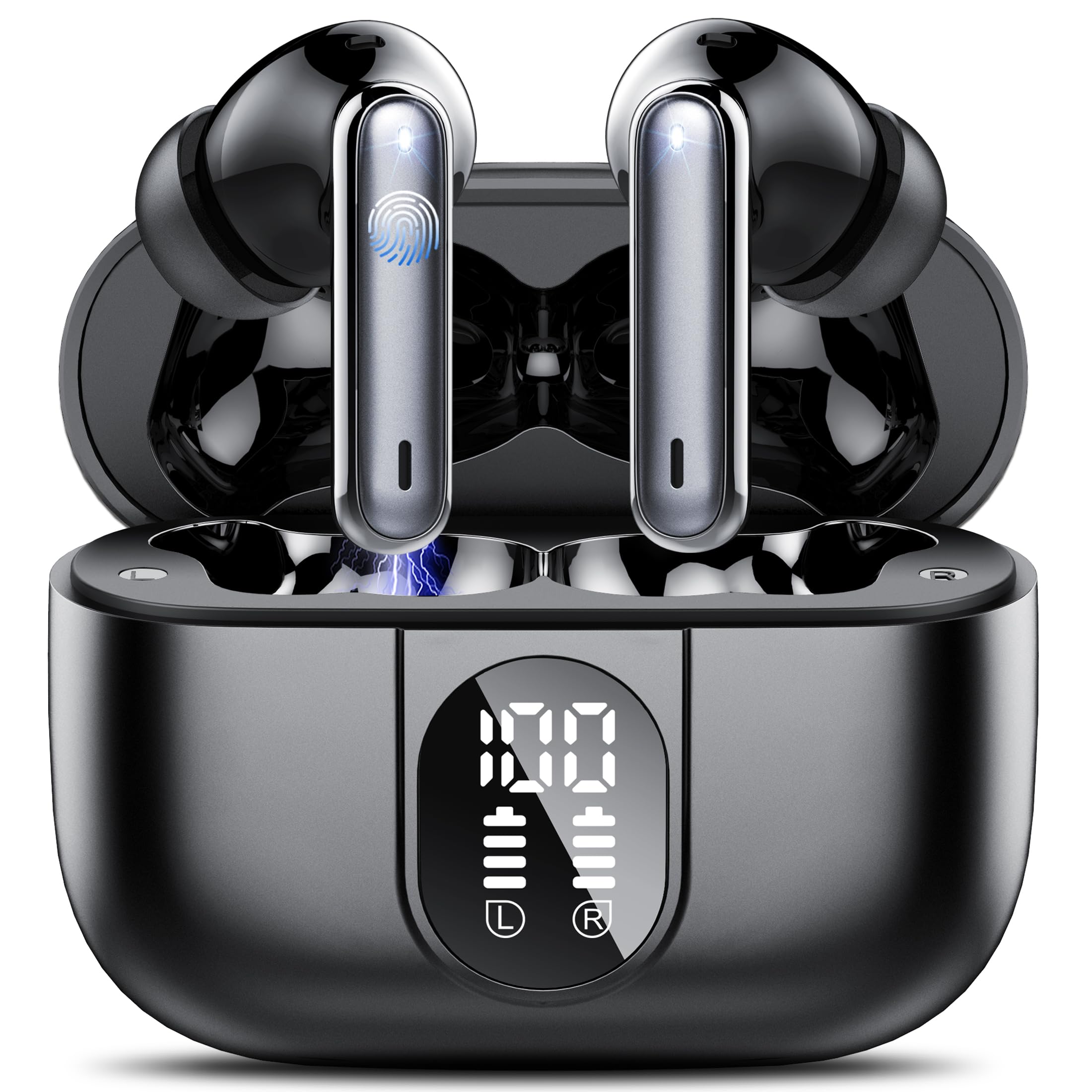 Csasan AI translation earbuds case with charging cradle, ideal for on-the-go translation.