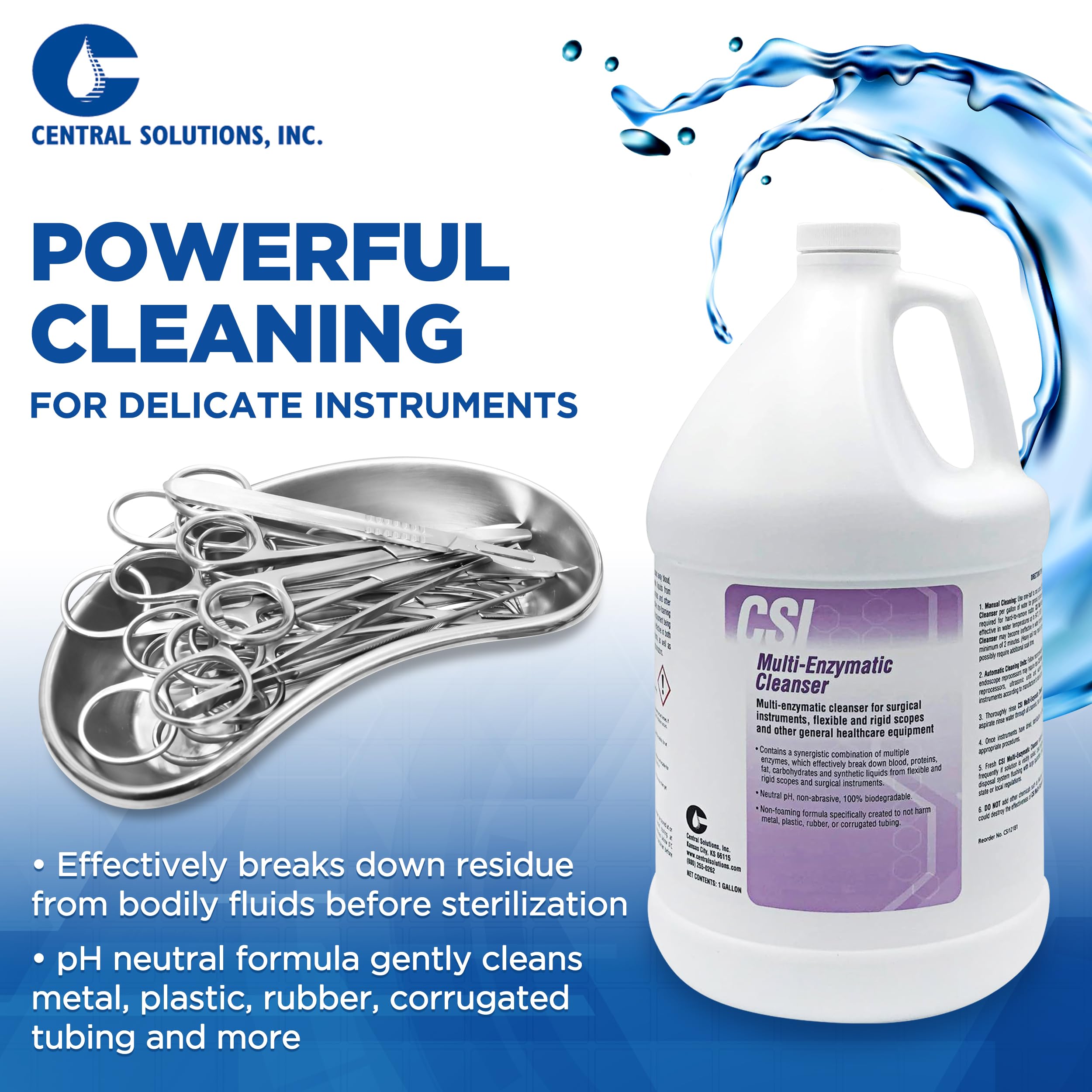 CSI Central Solutions Multi Enzymatic Cleanser dilution step—precise mixing for effective presoak.