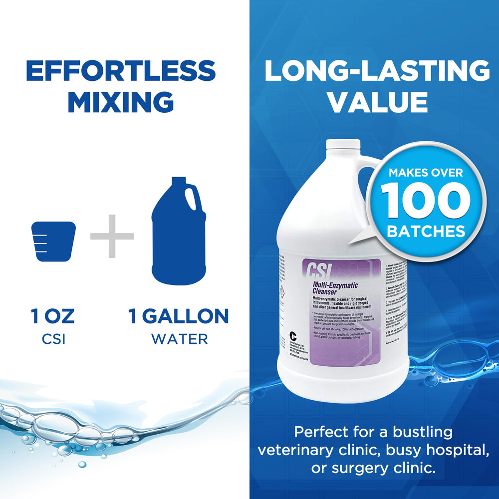 CSI Central Solutions Multi Enzymatic Cleanser front view bottle—professional-grade cleaner for busy facilities.