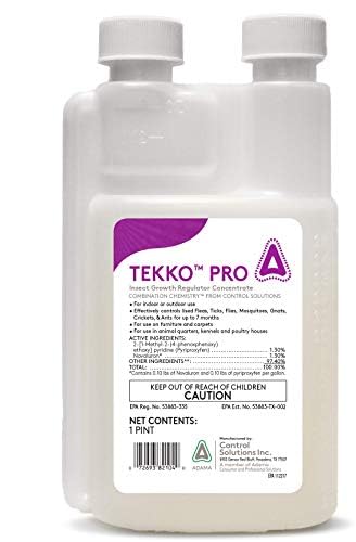CSI Tekko Pro IGR surface application on furniture and carpets for long-lasting flea control.